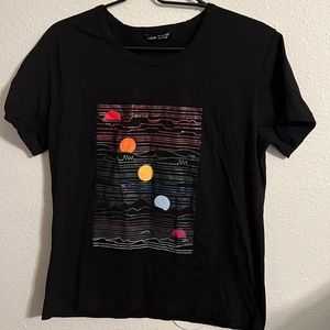 SHEIN Sunrise/Sunset Black Shirt Size L 8/10